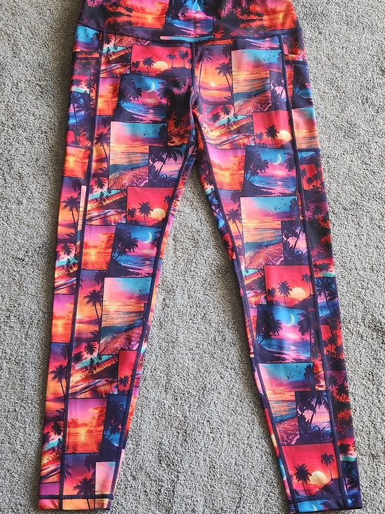 Constantly Varied Gear Pants - Constantly Varied Gear Tropical Sunset Patchwork Leggings in Orange, Pink & Blue